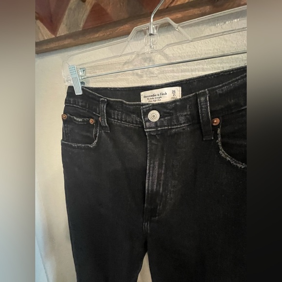 Abercrombie & Fitch Ultra High Rise Ankle Straight Jeans 26 Short black - Picture 3 of 11